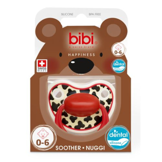 Bibi Nuggi Happiness dental silicone ring with 0-6 Tiger Swiss red SV-A