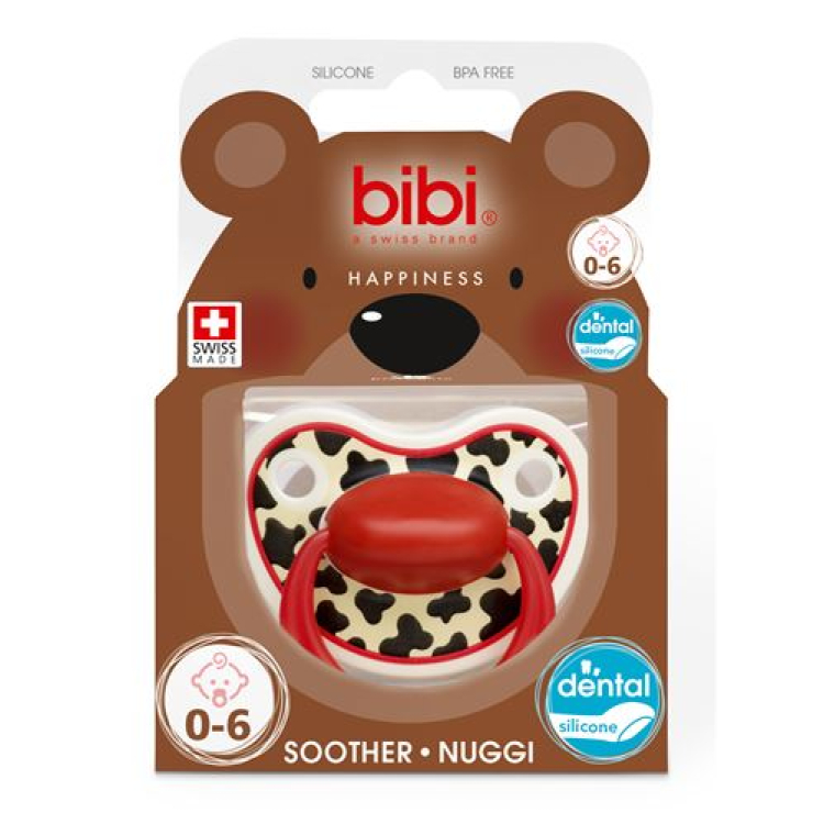 Bibi Nuggi Happiness dental silicone ring with 0-6 Tiger Swiss red SV-A