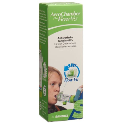 Aerochamber plus flow-vu ដោយគ្មានរបាំង (5+ ឆ្នាំ) ពណ៌បៃតង