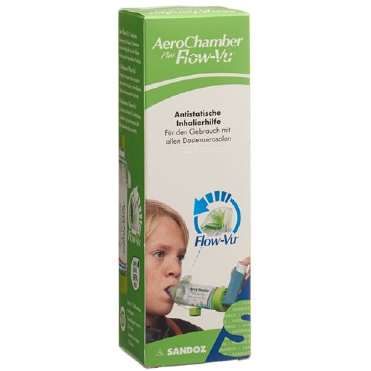 Aerochamber Plus Flow-Vu zonder masker (5+ jaar) Groen