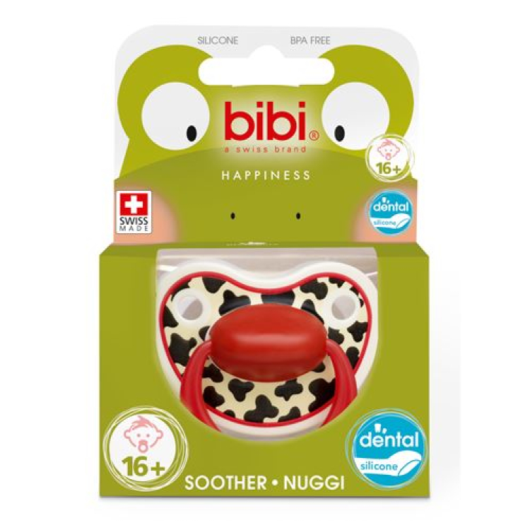 Bibi Nuggi Happiness dental silicone 16+ with ring Tiger Swiss red SV-A