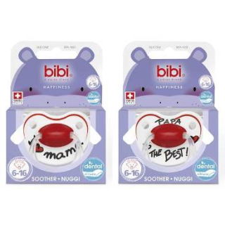 Bibi Nuggi Happiness dental silicone with 6-16 ring Mama / Papa SV-A