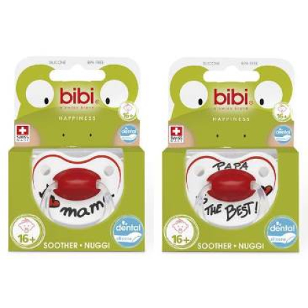 Bibi Nuggi Happiness dental silicone 16+ with ring Mama / Papa SV-A