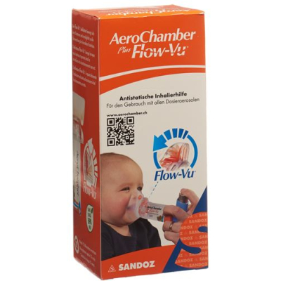 Aerochamber plus flow-vu su kauke (0-18 m) oranžinė