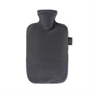 Fashy hot water bottle 2l fleece cover anthracite thermoplastic