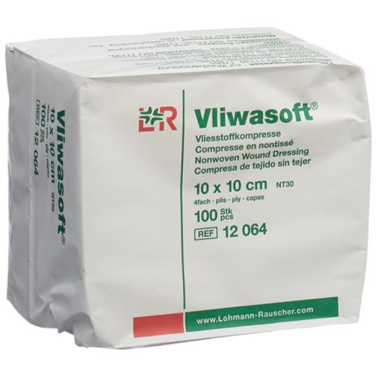 Vliwasoft non-woven swabs 10x10cm 4-lagers bataljon 100 st