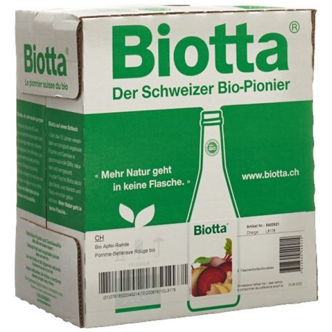 Biotta apple beetroot organic 6 bottles 5 dl