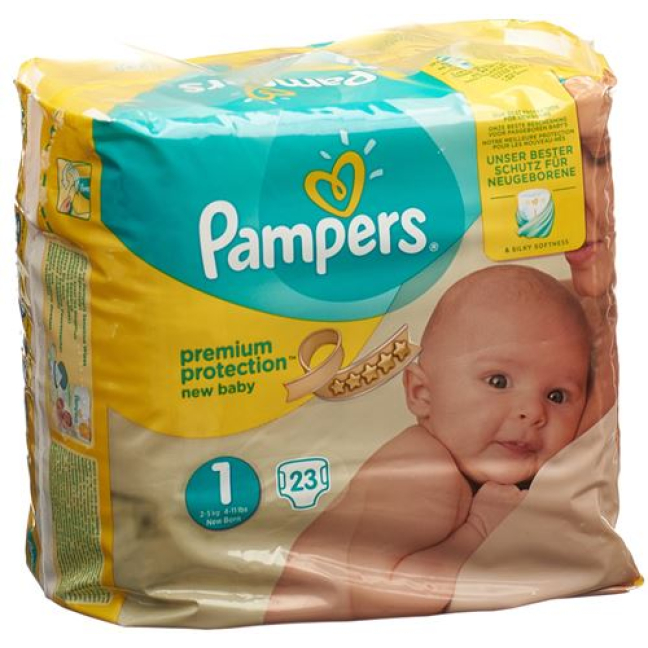 Pampers Premium Protection New Baby Newborn 2-5kg Gr1 carry pack 23 pcs