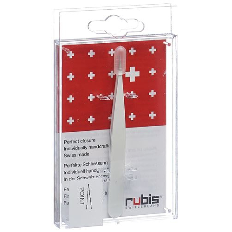 Rubis pincet spids hvid Inox