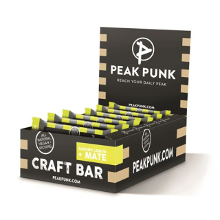 Peak Punk Bio Craft Bar Display Almond Lemon & Mate 15 x 38 g