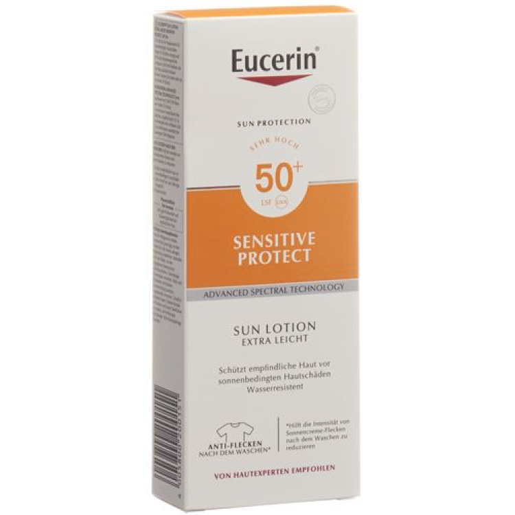 لوشن الحماية من الشمس Eucerin Sensitive Protect Sun Lotion خفيف للغاية بعامل وقاية من أشعة الشمس 50 + TB 150 مل