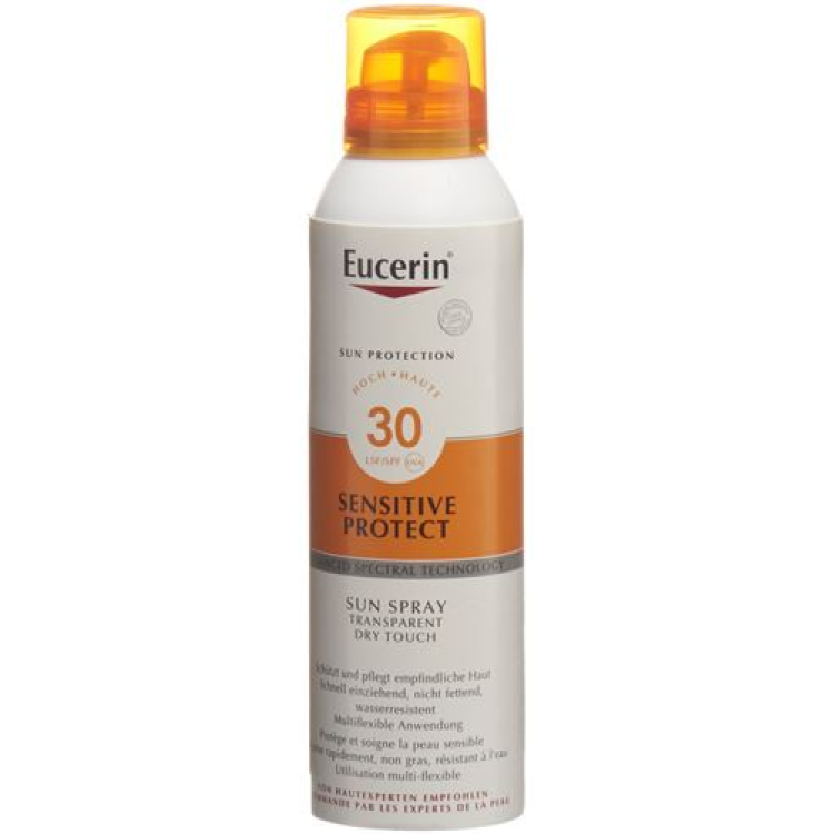 Eucerin SUN Sensitive Protect Sun Spray Transparent Touch Dry SPF30 flaske 200 ml