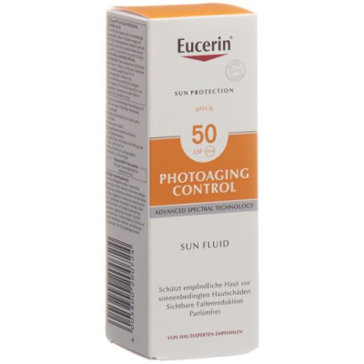 Eucerin sun фотостареене слънцезащитен флуид spf50 + tube 50 мл