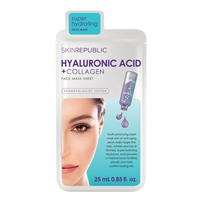 skin republic Masque Visage Acide Hyaluronique + Collagène 25 ml