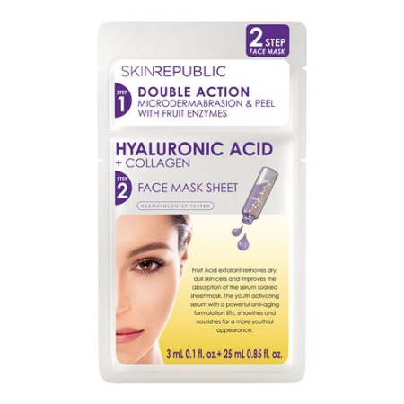 skin republic 2 Step Hyaluronic Acid 3ml + Collagen Face Mask 25