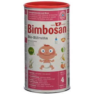 Bimbosan Organic Bifrutta-ს ფხვნილი ბრინჯი + ხილის ქილა 300 გრ