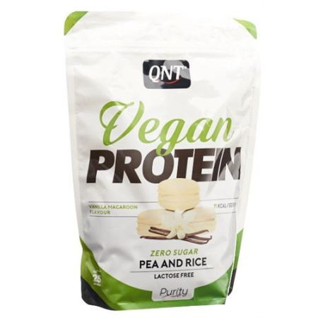 QNT Vegan Protein Zero Cukr Bez laktózy Vanilkový makaron 500 g