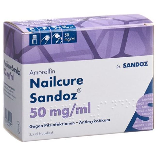 Vernis à ongles Nailcure Sandoz 50 mg/ml (D) Fl 2,5 ml