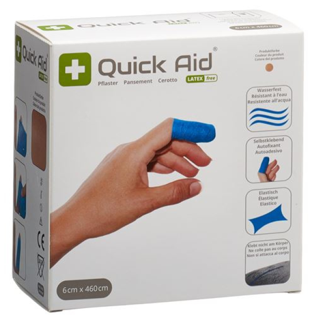 Quick Aid Plasters 6x460cm Latex-Free Skin Color Role