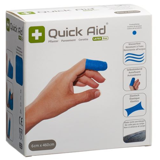 Quick Aid Plasters 6x460cm Latex Free Blue Role