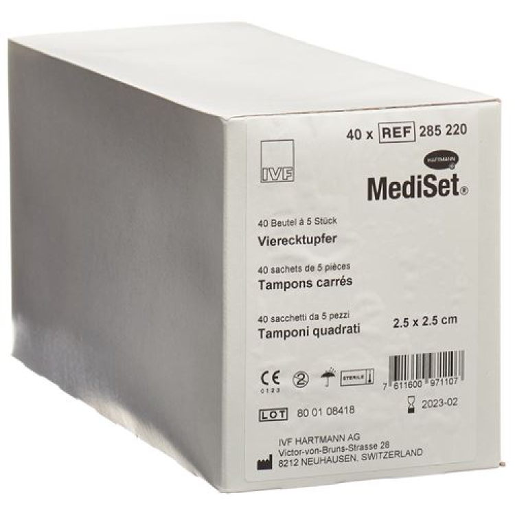 MEDISET IVF 方形拭子 2.5x2.5cm 40 袋 5 件