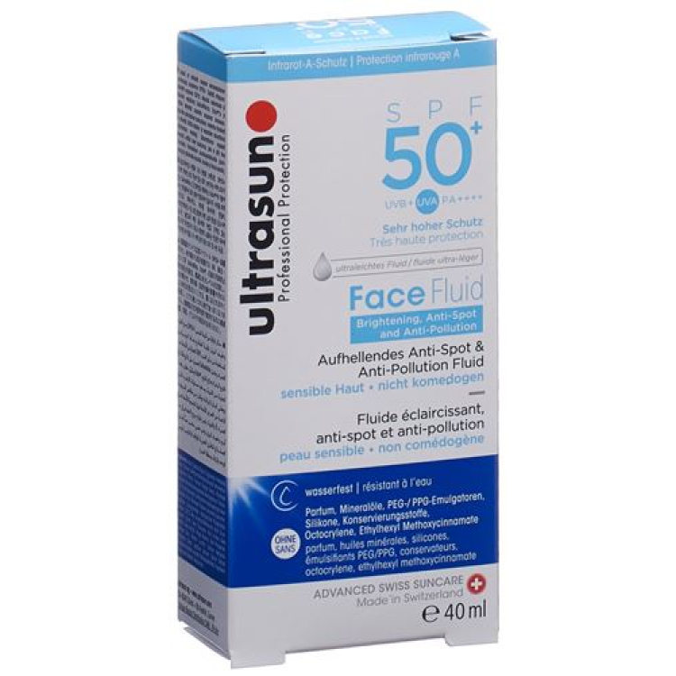 Ultrasun फेस फ्लुइड ब्राइटनिंग एंड एंटी-पॉल्यूशन SPF50 + Fl 40 मिली