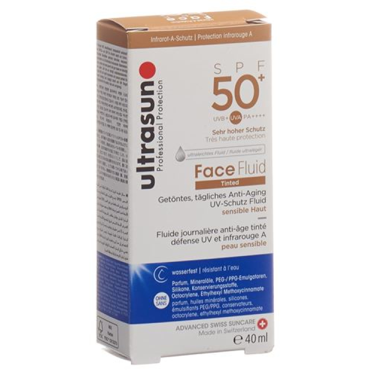 Ultrasun फेस फ्लुइड SPF50 + टिंटेड हनी Fl 40 मिली