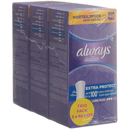 always panty liner Extra Long Protect Plus Trio advantage Pack 3 x 40 pcs