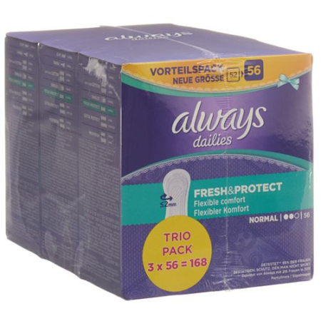 always panty liner Fresh & Protect Normal Trio advantage Pack 3 x 56 pcs