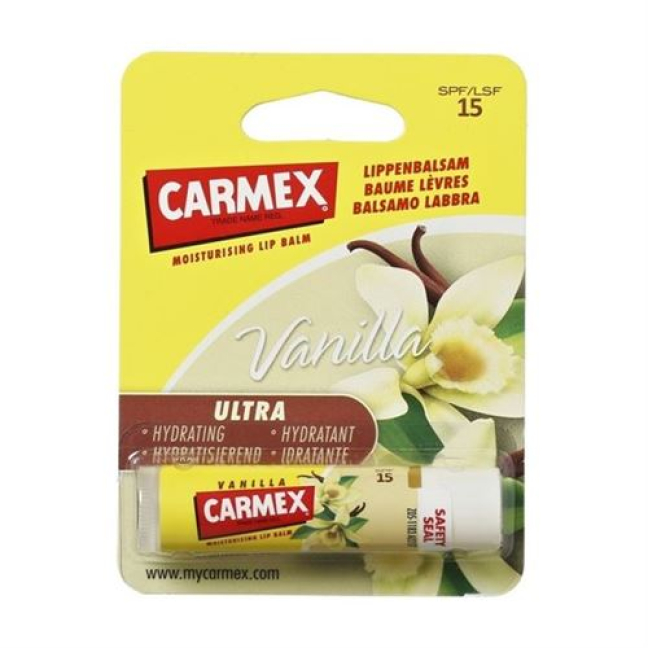 ក្រែមលាបមាត់ CARMEX Premium Vanilla Stick SPF15 4.25 ក្រាម។