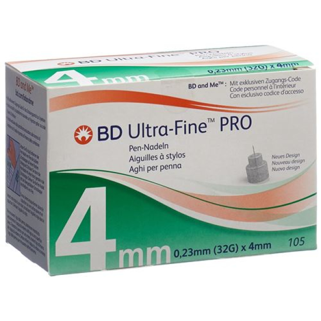 BD Ultra-Fine Pro 4 mm 32 G Pen-Nadeln, 105 PCS. Cannulas 14046738