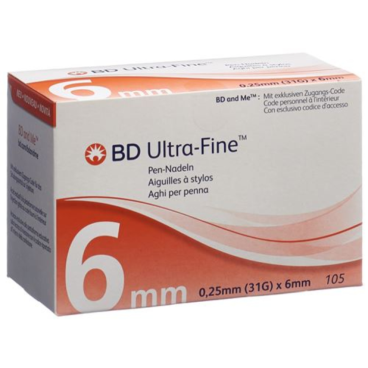 BD ULTRA-Fine עט מחט 31G 0.25x6mm 105 יח'