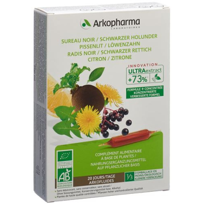 Arkofluide detox elderberry radish dandelion lemon bio 20 ampoules