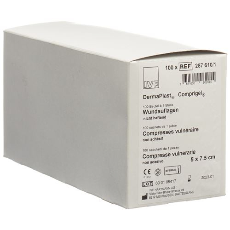 DermaPlast Comprigel sårförband 5x7,5cm steril 100 påsar