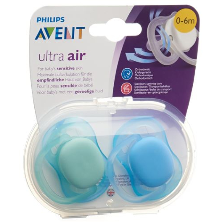 Avent Philips ultra pacifier air 0-6 months monochrome boys 2 pcs