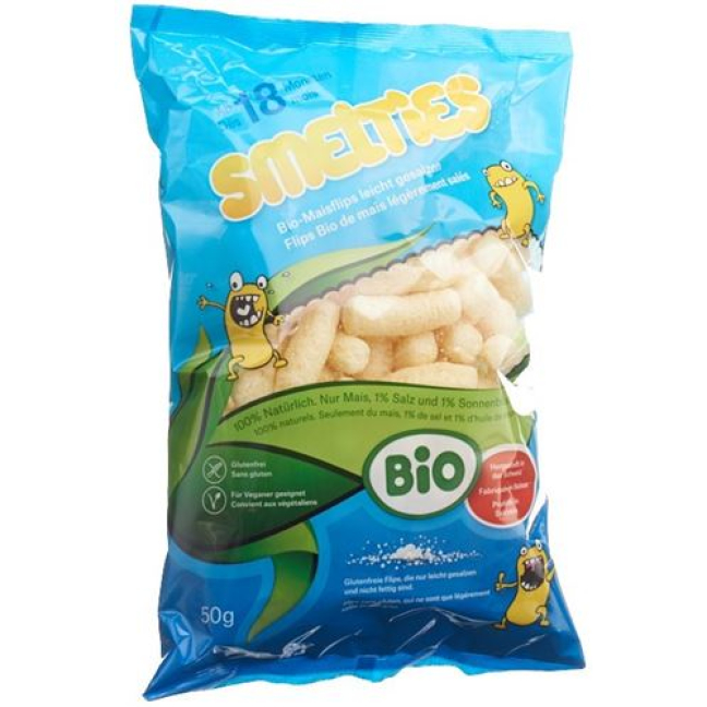 Smelties Organic Maize Rods Lightly Salted Btl 50 g
