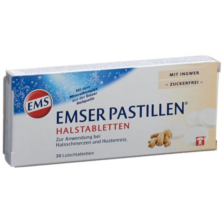 Emser sukkerfri med ingefær 30 pastiller