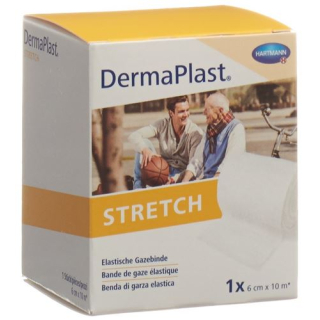 Dermaplast STRETCH elastisk gasbind 6cmx10m hvit
