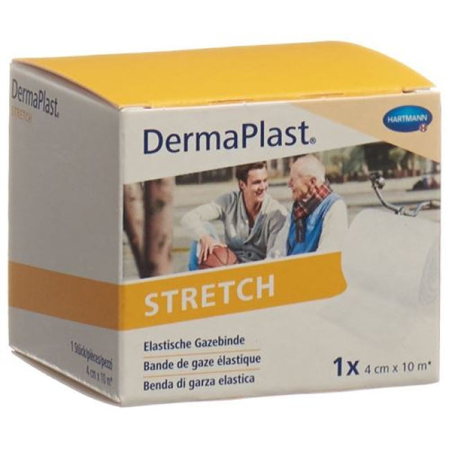 תחבושת גזה אלסטית של Dermaplast STRETCH 4 ס"מx10 מ' לבנה