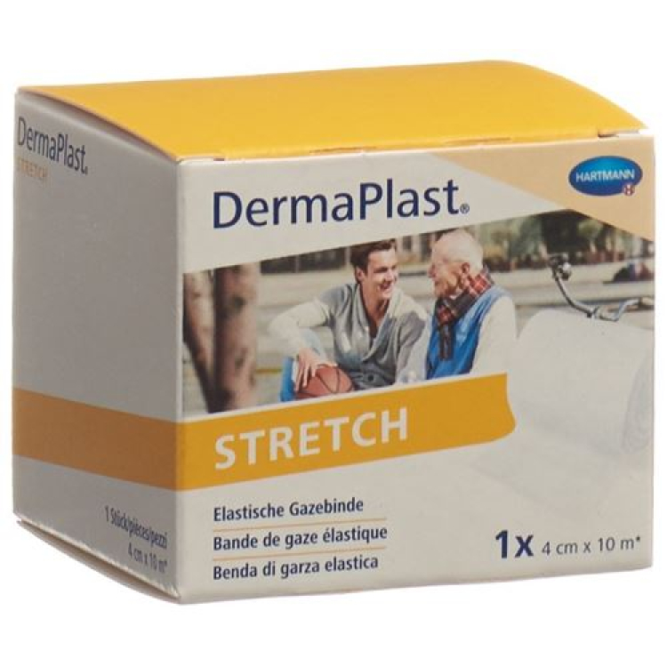 Dermaplast STRETCH elastisk gasbind 4cmx10m hvit