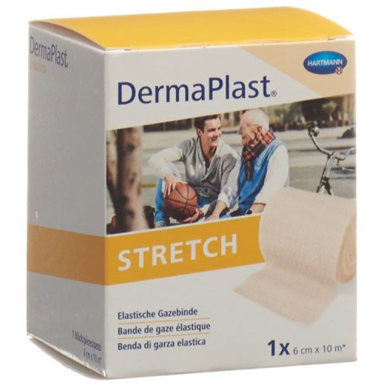 Dermaplast STRETCH еластична марлена превръзка 6cmx10m в цвят кожа