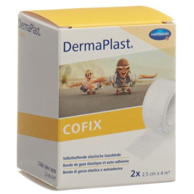 DERMAPLAST COFIX bandage de gaze 2.5cmx4m blanc 2 pcs