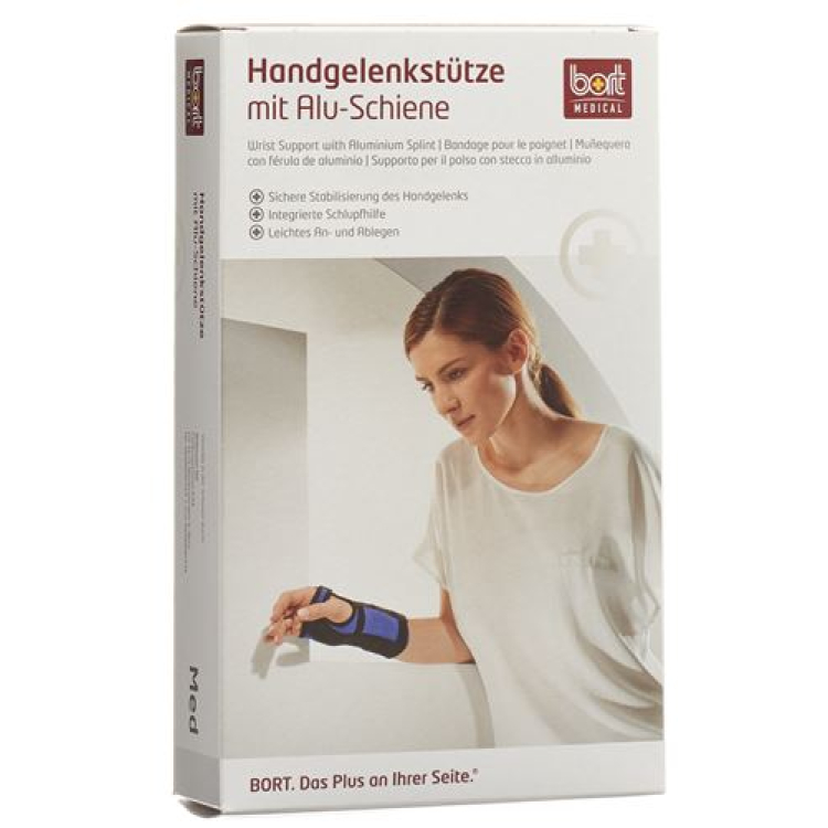 BORT handledsskena höger XS -15cm blå