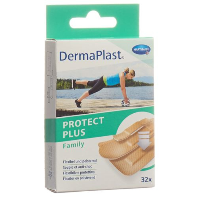 Dermaplast Protect Plus Family 3 גדלים 32 יח'