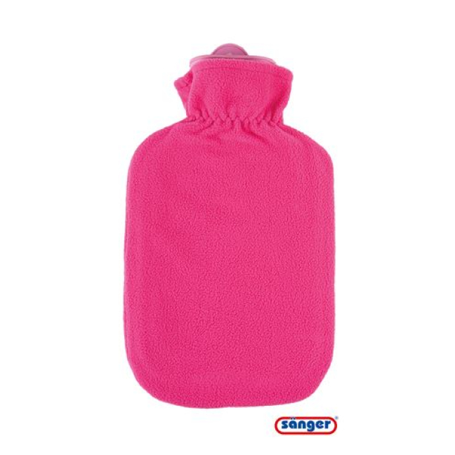 Sänger hot water bottle made of natural rubber with fleece cover 2l candyp