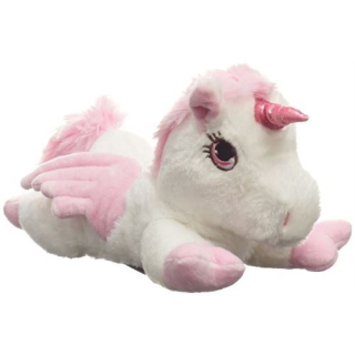 Habibi Plush Pegasus თეთრი ვარდისფერი ბრჭყვიალა Horn