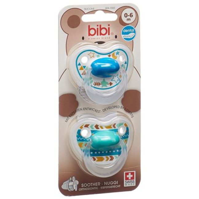 Bibi Nuggi Happiness dental silicone 0-6 M with ring Trends DUO Main assorted SV-C