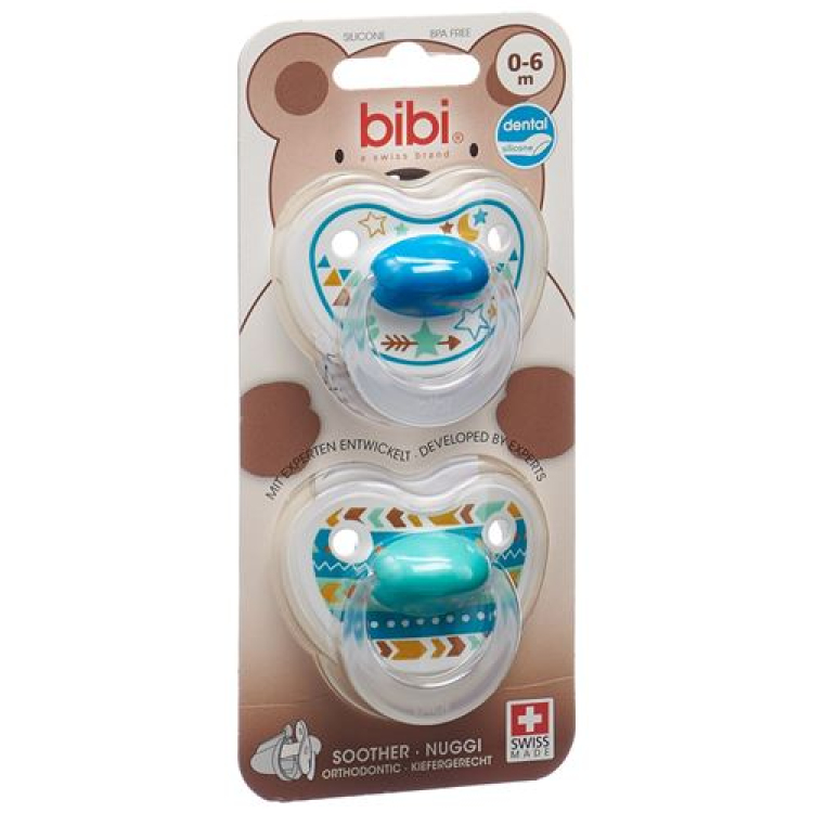 Bibi Nuggi Happiness dental silicone 0-6 M with ring Trends DUO Main assorted SV-C