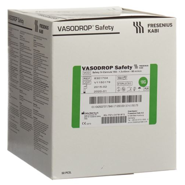 Vasodrop Safety 18G 45mm/S 50 pcs