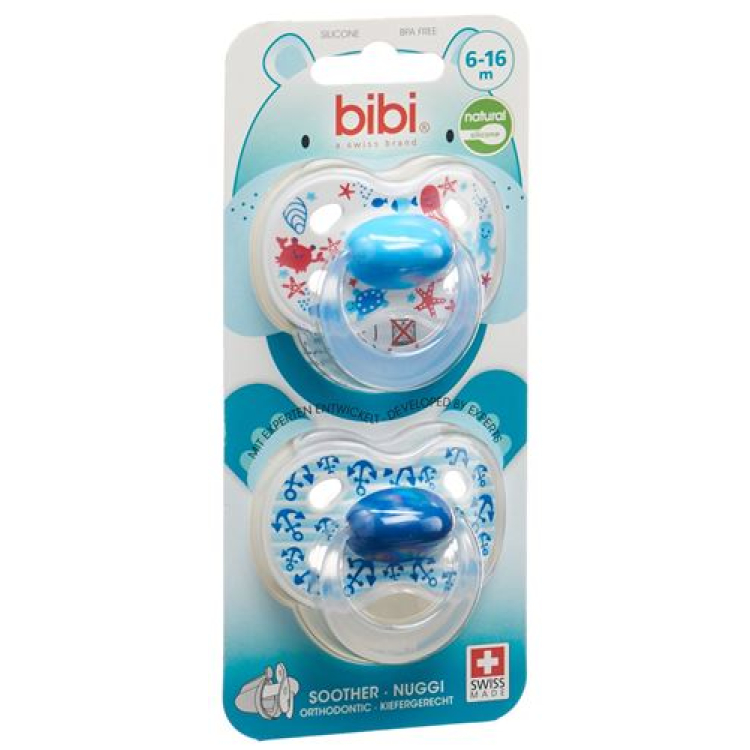 bibi Nuggi Happiness Natural Silikon 6-16 M mit Ring Trends DUO 